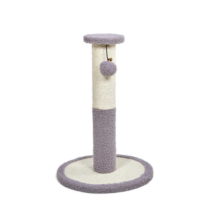 Mascottoys Sisal and Teddy Fleece Cat Scratch Post | Cream & Grey, Small