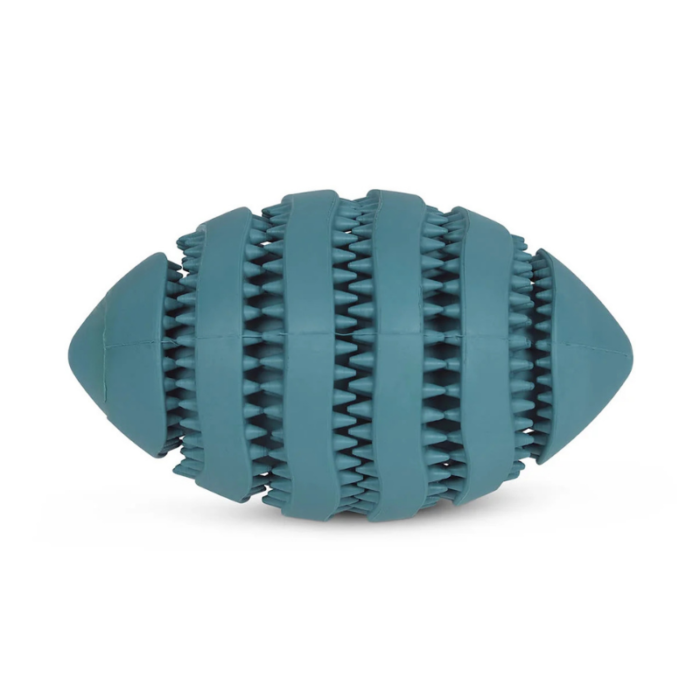Mascottoys Rubber Rugby Treat Ball Dog Toy | Grey, Small